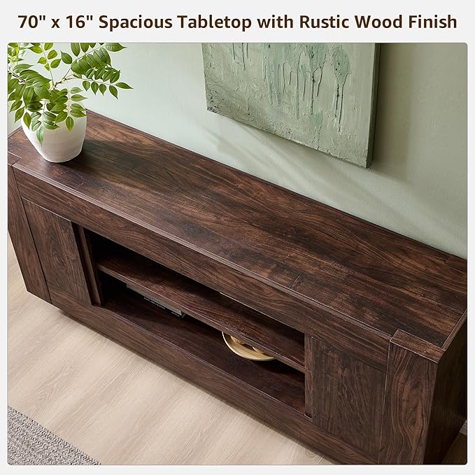 OKD Modern 70" TV Stand, Entertainment Center for TVs Up to 80", Me...