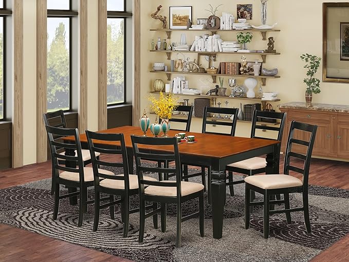East West Furniture LGPF9-BCH-C 9 Piece Dining Table Set Includes a Rectangle...