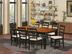 East West Furniture LGPF9-BCH-C 9 Piece Dining Table Set Includes a Rectangle Dining Room Table with Butterfly Leaf and 8 Linen Fabric Upholstered Chairs, 42x84 Inch, Black & Cherry