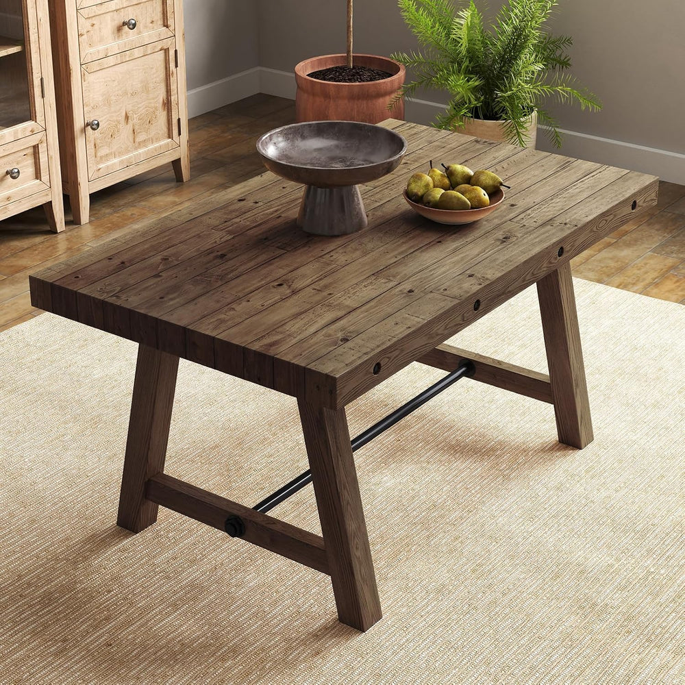 Rustic Farmhouse Dinning Table, Reclaimed Solid Wood Kitchen & Dining Roo...