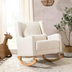 Babyletto Kai Rocker in Performance Natural Eco-Twill with Light Legs, Water Repellent & Stain Resistant, Greenguard Gold and CertiPUR-US Certified | GREENGUARD Gold & CertiPUR-US Certified Rocker - Water & Stain Resistant Nursery Chair For Feeding &
