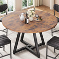 Jocoevol Round Dining Table Kitchen Dining Room Circle Dinner Pedestal Table for 4, Space Saving Wood Kitchen & Dining Room Furniture (Rustic Brwon)
