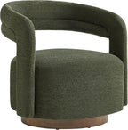 KISLOT, Swivel Accent Chair, Modern Arm Chair with Wooden Base, Green | Upholstered Barrel Chair with Open Back Design, Living Room Bedroom Reading Waitingroom