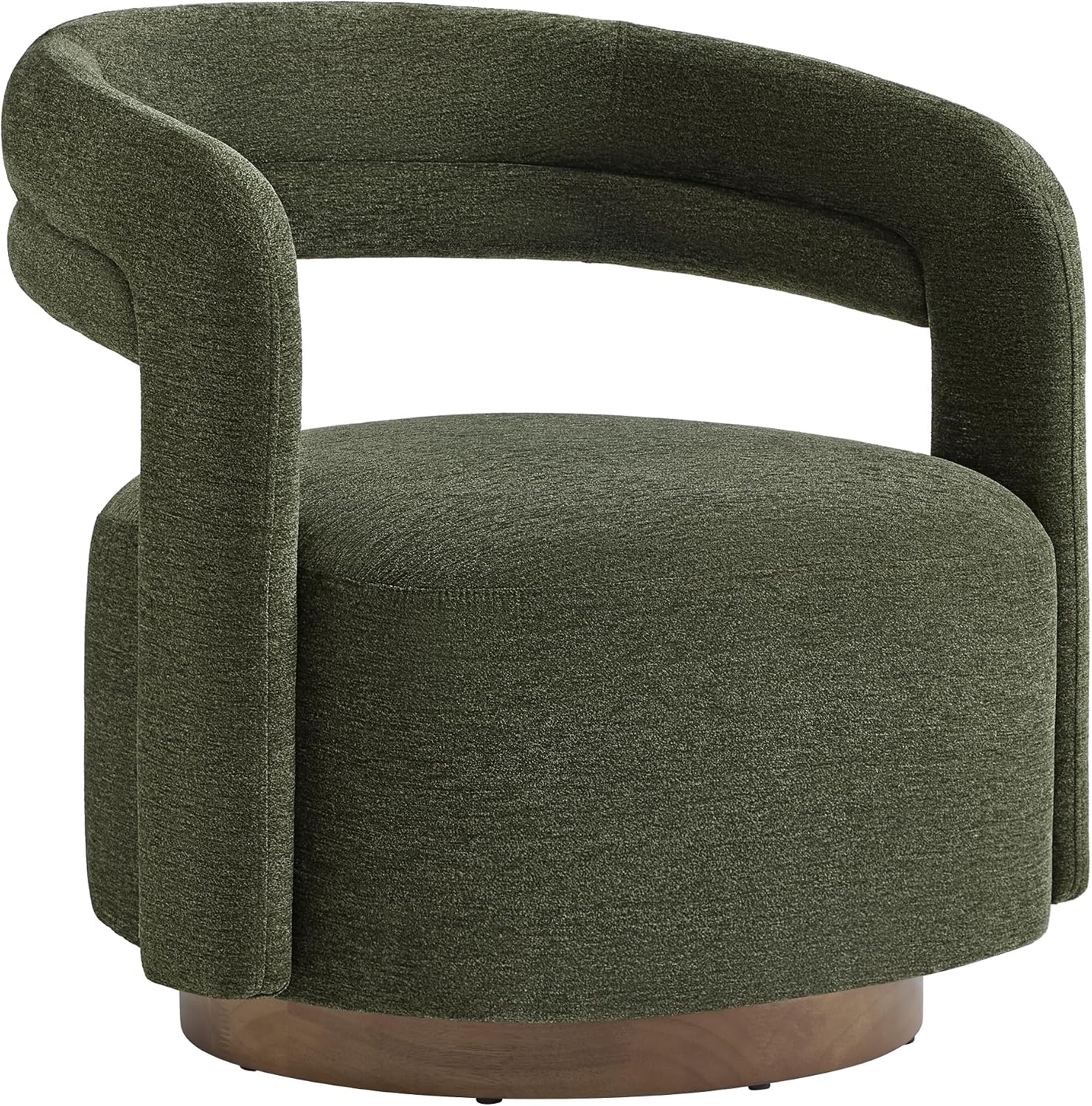 KISLOT, Swivel Accent Chair, Modern Arm Chair with Wooden Base, Green | Upholstered Barrel Chair with Open Back Design, Living Room Bedroom Reading Waitingroom
