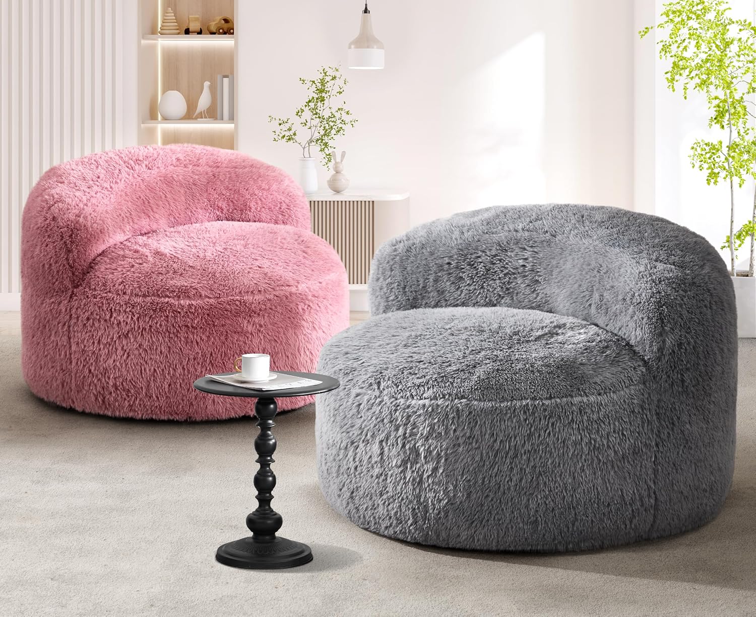 Hobestluk Bean Bag Chair Giant Bean Bag Chairs for Adults Big Adult Bean Bag Chair with Foam Filler Large Beanbags with Stuffed Back Lazy Sofa, Grey-Oversize
