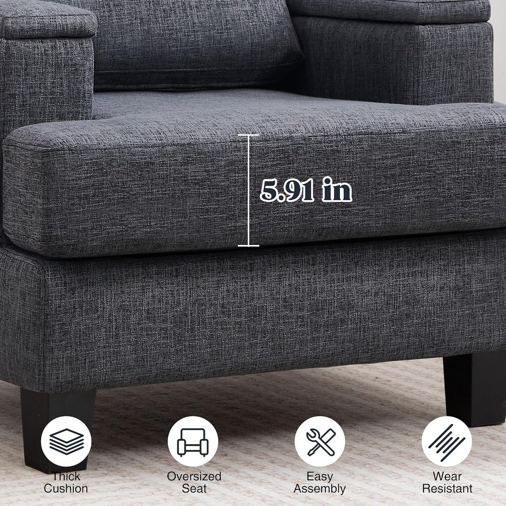 Accent Chairs with Armrest Storage, Modern Fabric Reading Chairs, Upholstered...