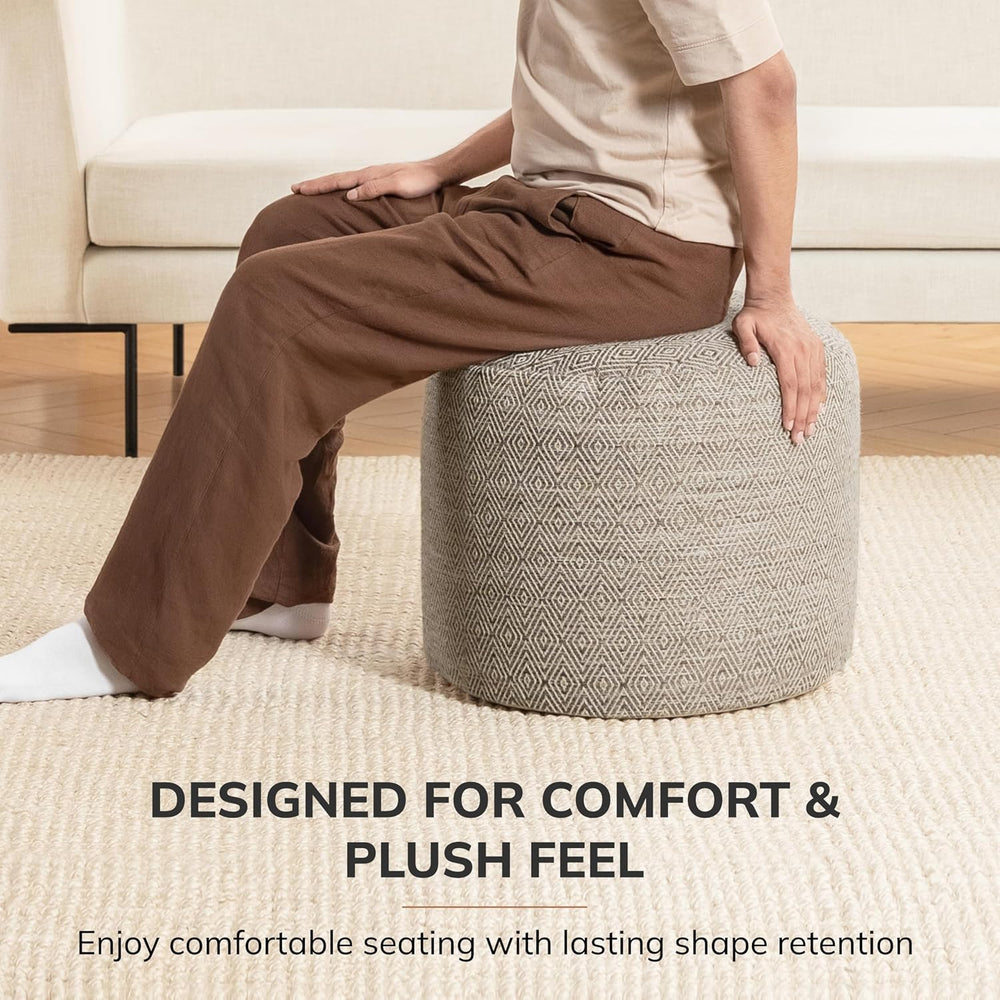 Anji Mountain 17" H x 22" W Handmade Pouf Ottoman for Living Room &...