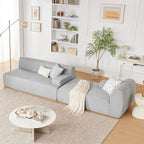 107" Modular Sectional Cloud Couch, Boneless couches Sponge sectionals for Living Room, High Density Sponges Sofa, Modular L-Shape with Chaise, Lightgrey