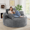 55''W 3.5CM Corduroy Single Foam Sofa, Oversized Round Chair with Pillows, Modern Sleeper for Living Rooms, Lounges, Nurseries and Projection Rooms, Wide-Arm Lounge Chair Armchair, Dark Grey