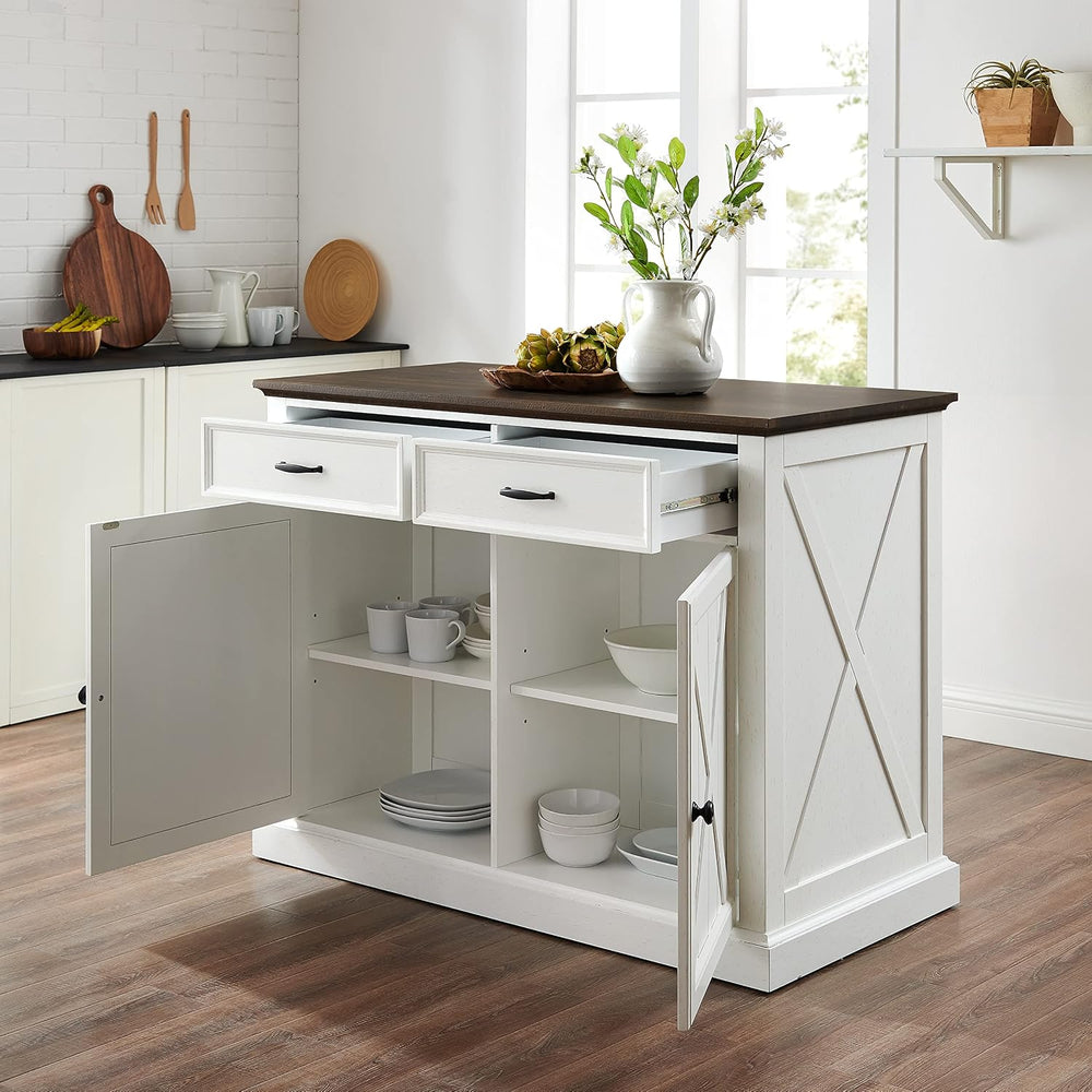 Crosley Furniture Clifton Kitchen Island with Storage Drawers and Shelves, Mi...