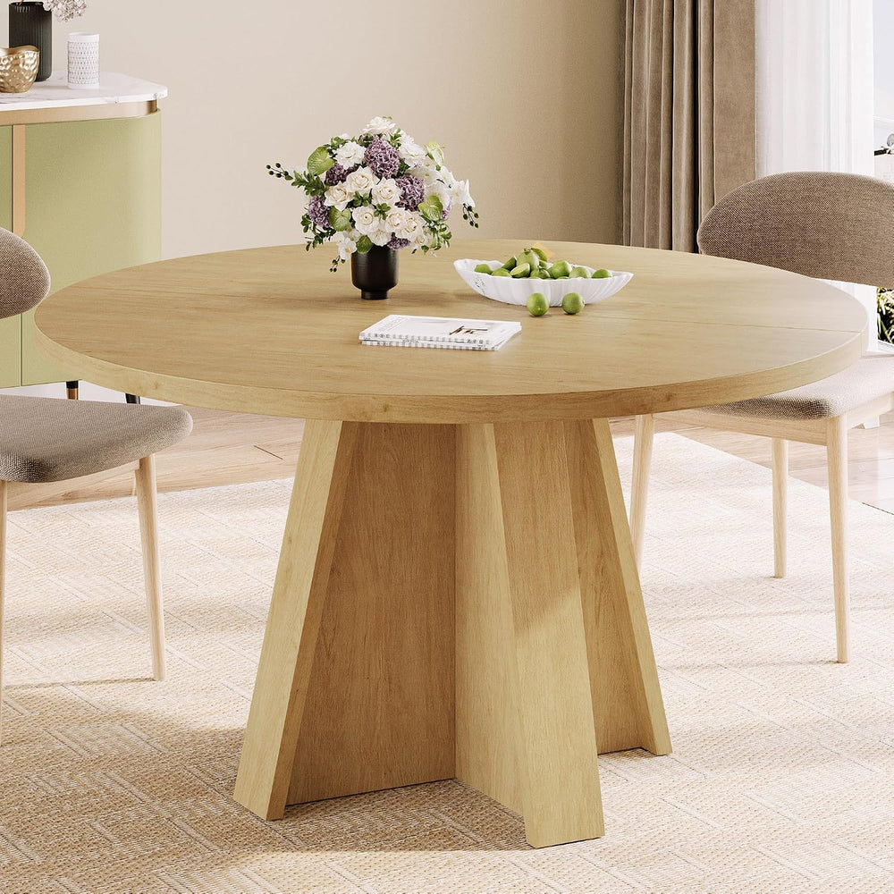 iPormis 47-Inch Round Dining Table for 4-6 People, Modern Wooden Kitchen Tabl...