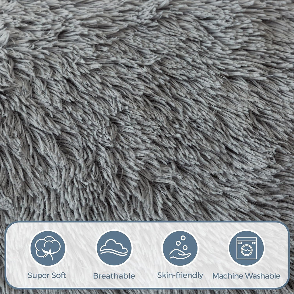 MAXYOYO Bean Bag Chair, Faux Fur Floor Sofa Floor Chairs for Adults, Folding Sofa Bed Foam Filling Wall Couch Chairs, Grey, 54x95 Inch