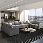 HONBAY Modular Sectional Sofa Sleeper Couch | Oversized with Chaise and Ottoman U Shaped Set | Stoarge Seat, Grey