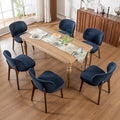 YOUNIKE Dining Chairs Set of 6 Mid Century Modern Kitchen Chair with Back Boucle Fabric Upholstered Armless Chair 20" Wide Padded Seat with Wooden Legs for Kitchen Dining Living Room Bedroom Navy Blue