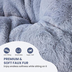 Simple Deluxe Oversized Square Moon Chair for Adults, Soft Faux Fur Folding Lounge Chair with Sturdy Steel Frame, Comfortable Reading Gaming Chair for Living Room, Bedroom, Grey