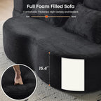 78” Folding Sleeper Sofa Bed, Full Size Boneless Couch, Black | Convertible Loveseat, Deep Seat, Soft Chenille, 4 Pillows, No Assembly Required, for Guest Living Room Bedroom