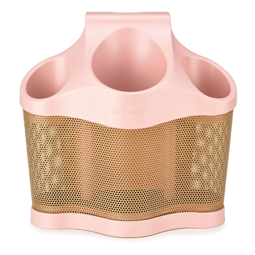 Polder Style Station, Hair Tool Organizer for Hair Dryer, Curling Iron, and Hair Straightener, Easy-to-Store Hair Styling Station, Blush and Bronze