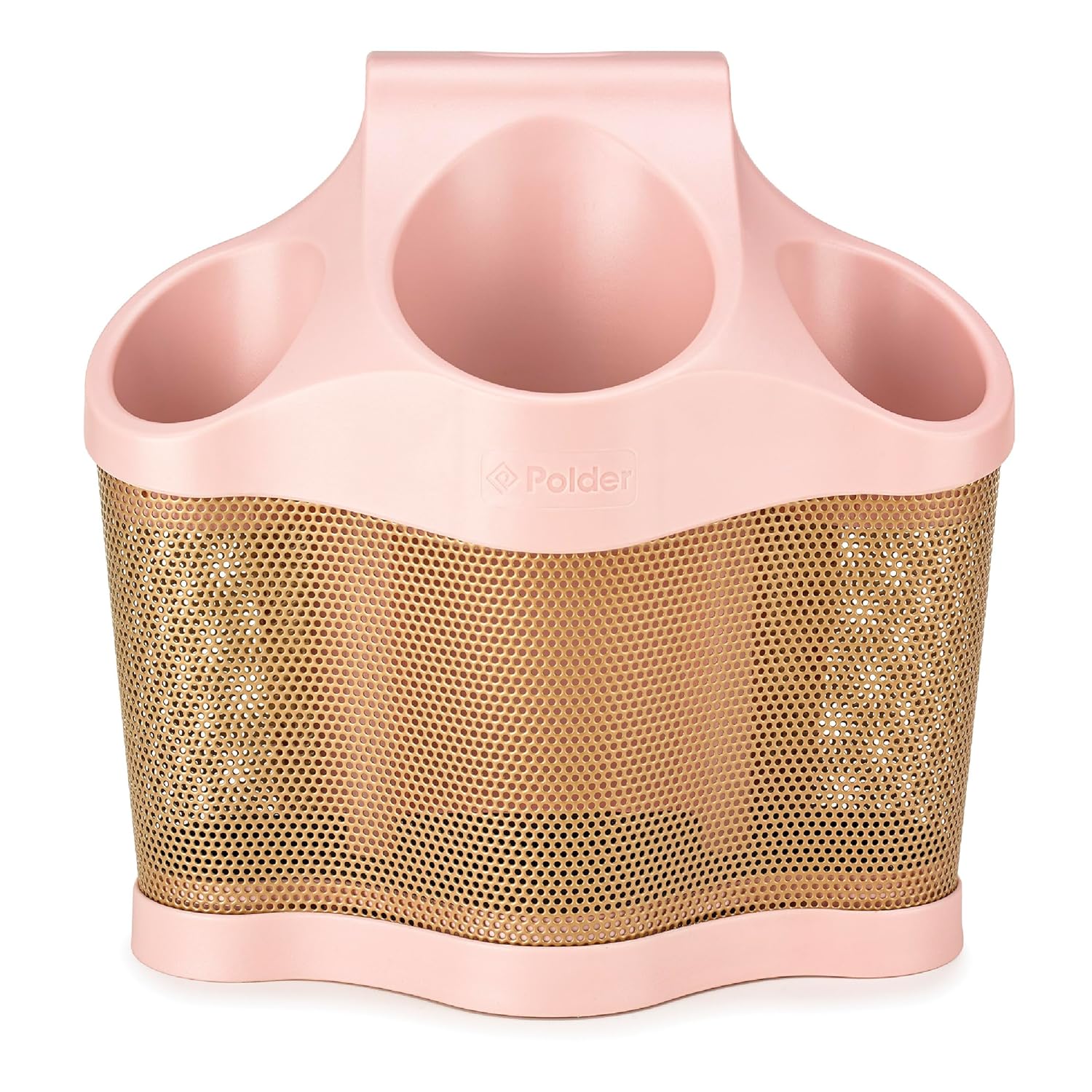 Polder Style Station, Hair Tool Organizer for Hair Dryer, Curling Iron, and Hair Straightener, Easy-to-Store Hair Styling Station, Blush and Bronze