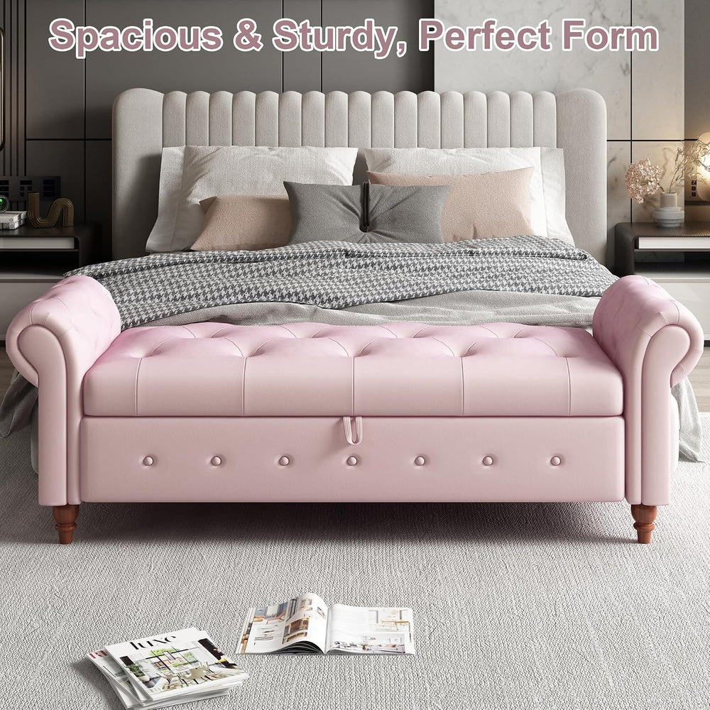GNIXUU Ottoman with Storage Bench for Bedroom, 63" Velvet Upholstered En...