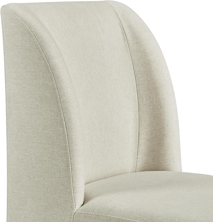 Yaheetech Upholstered Dining Chairs Set of 2 Modern Kitchen Chairs with Mid Back Padded Seat and Metal Legs for Dining Room, Living Room, Restaurant, Armless Design, Beige