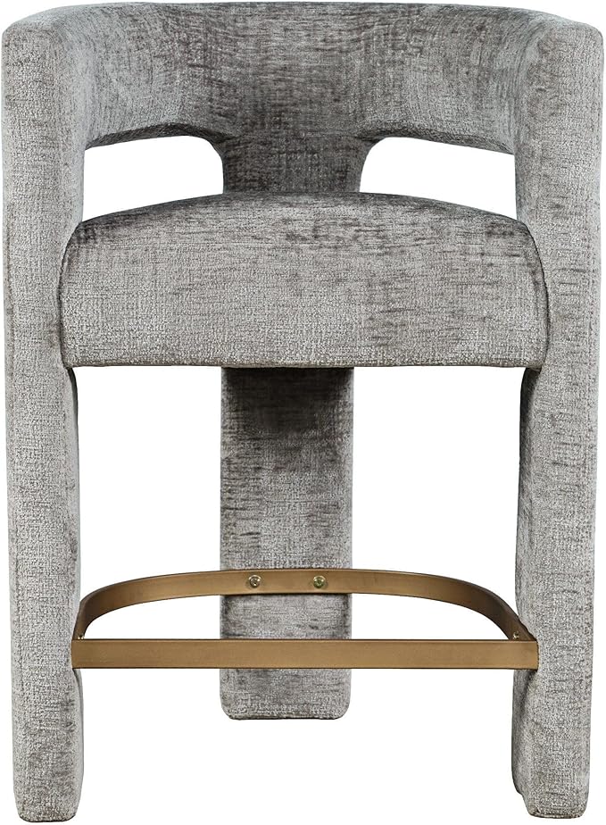 Jofran Upholstered Counter Stool with Arms – Versatile Barstools – Stylish Seating for Kitchen Dining Room or Home Bar, Grey, Single Stool