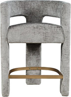 Jofran Upholstered Counter Stool with Arms – Versatile Barstools – Stylish Seating for Kitchen Dining Room or Home Bar, Grey, Single Stool