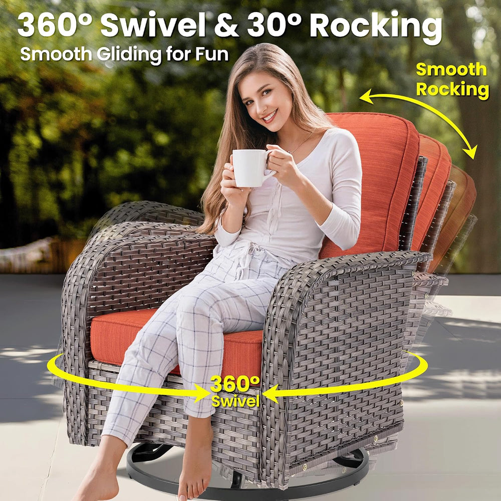 ovios 6 Pieces Patio Furniture Set, Outdoor Wicker Sofa Couch with Swivel Gli...