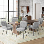 VKNOW Modern Dining Chairs Set of 2, Upholstered Dining Room Chair with Armrest, Kitchen Chairs with Curved Ergonomics Backrest for Living Room, Dining Room, Kitchen, Grey