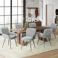 VKNOW Modern Dining Chairs Set of 6, Upholstered Dining Room Chair with Armrest, Kitchen Chairs with Curved Ergonomics Backrest for Living Room, Dining Room, Kitchen, Grey