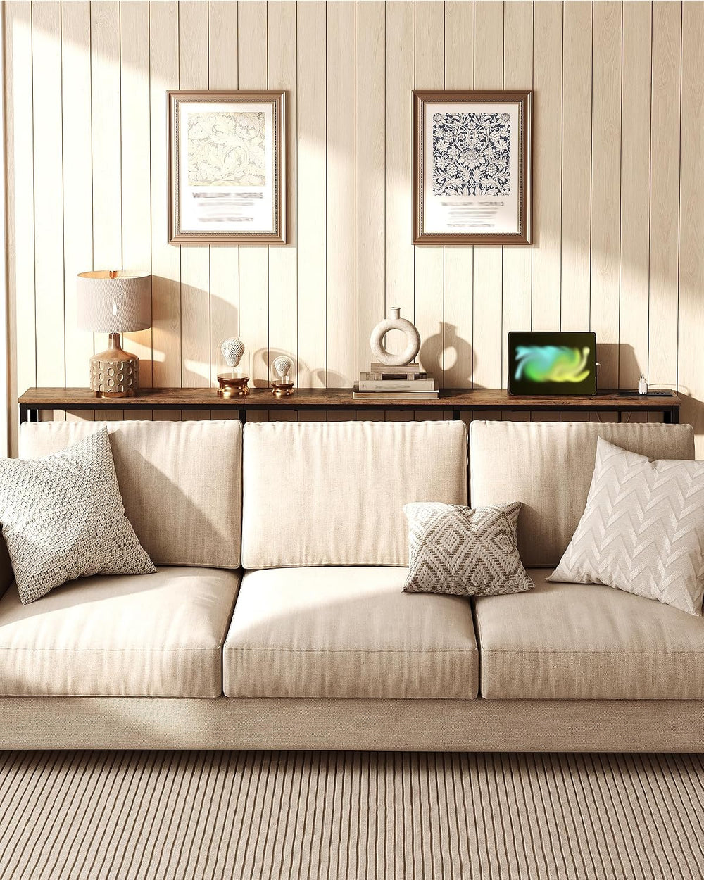 CHOEZON 78.7'' Narrow Console Table with Power Outlet 7.1" Skinn...