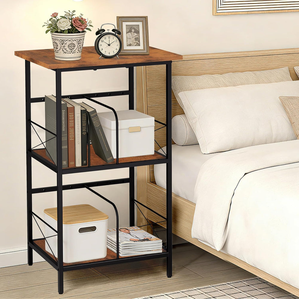 Record Player Stand with 4 Adjustable Dividers, Vinyl Record Storage Holds 20...