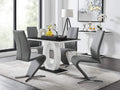 Furniturebox UK Giovani Black & White High Gloss Glass Dining Table with 4 Willow Chairs (Black & White High Gloss Glass Dining Table Set with 4 Elephant Grey Willow Chairs)