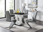 Furniturebox UK Giovani Black & White High Gloss Glass Dining Table with 4 Willow Chairs (Black & White High Gloss Glass Dining Table Set with 4 Elephant Grey Willow Chairs)