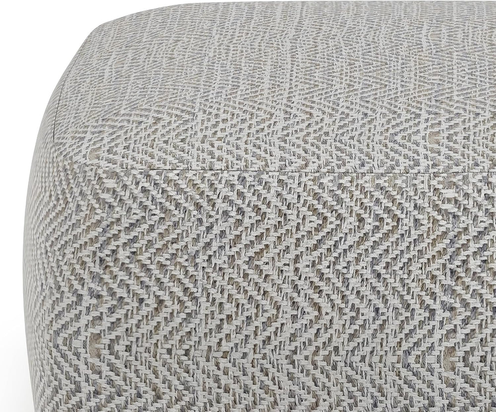 SIMPLIHOME Nate 20" Wide Square Pouf in Patterned Grey Melange Cotton