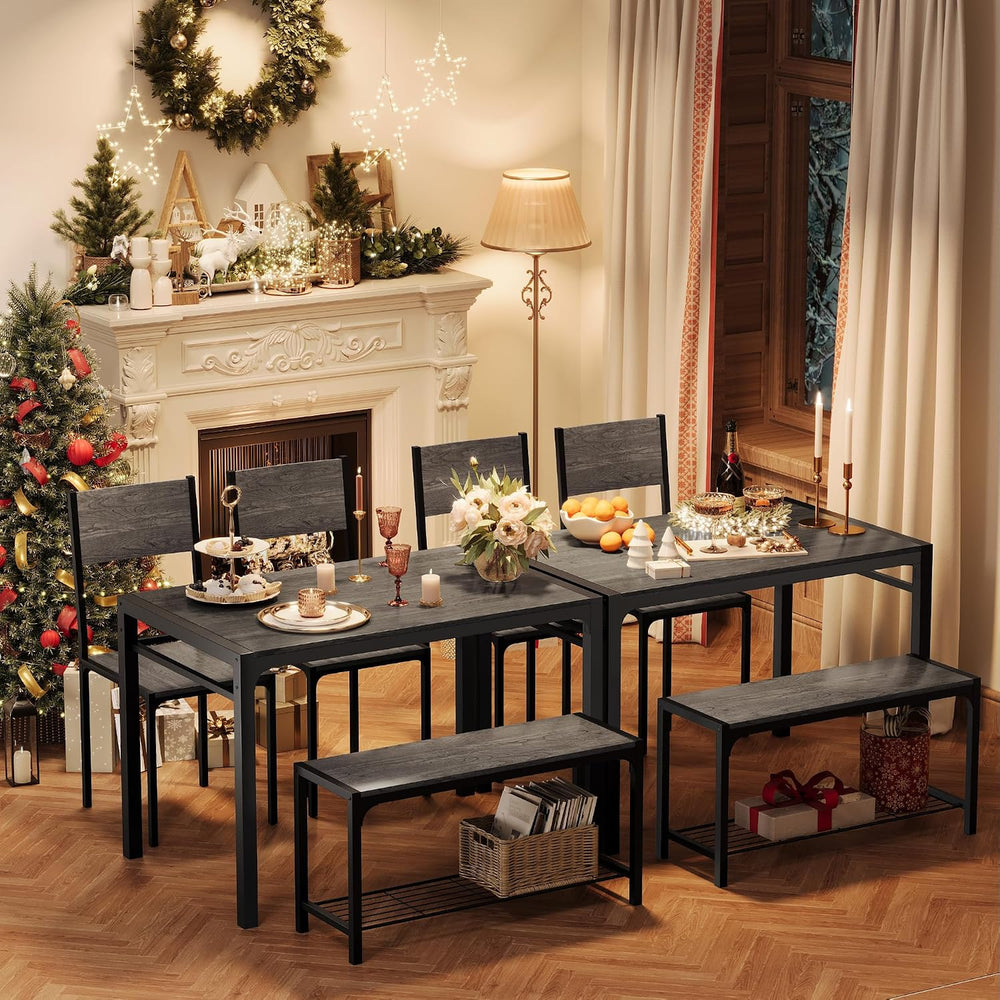 Shahoo Kitchen Table and 2 Chairs for 4 with Bench | 4 Piece Dining Sets for ...