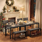 Shahoo Kitchen Table and 2 Chairs for 4 with Bench, 4 Piece Dining Sets for Small Space, Grey Wash
