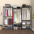 Heavy Duty Garment Rack,Freestanding Clothing Rack with 4 Hang Rods & 8 Shelves,Adjustable Closet Racks,68.5" L x 13.8" W x 75.2" H, Max Load 800LBS, Black
