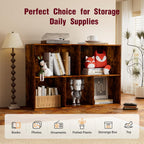 Book Shelf, Wooden Cube Storage Organizer with 11" Open Cubes, Stackable Bookcase for Room Divider Storage, 2 Tier Bookshelf for Living Room, Bedroom, Office (Indonesian Antique Oak, 5-Cube)