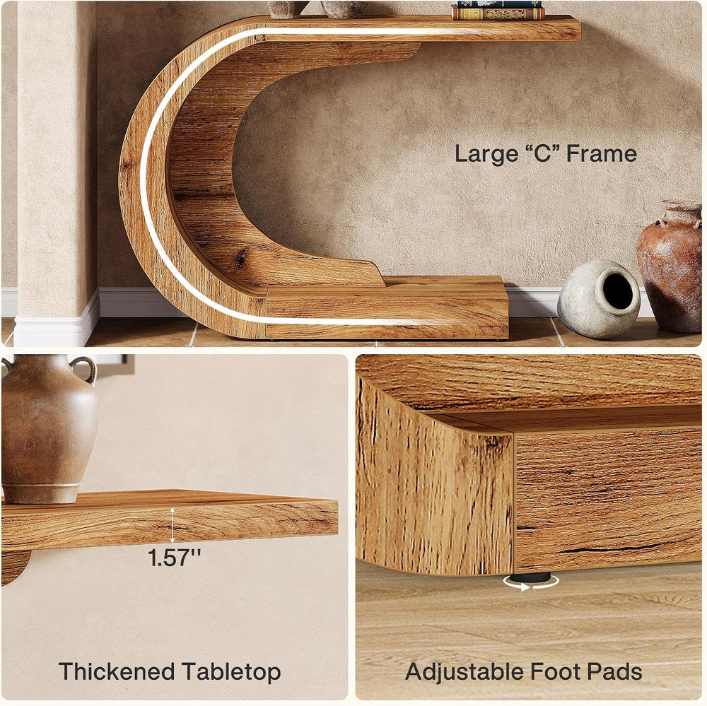 Tribesigns 43.3" Farmhouse Console Table for Entryway, Unique C-Shaped R...