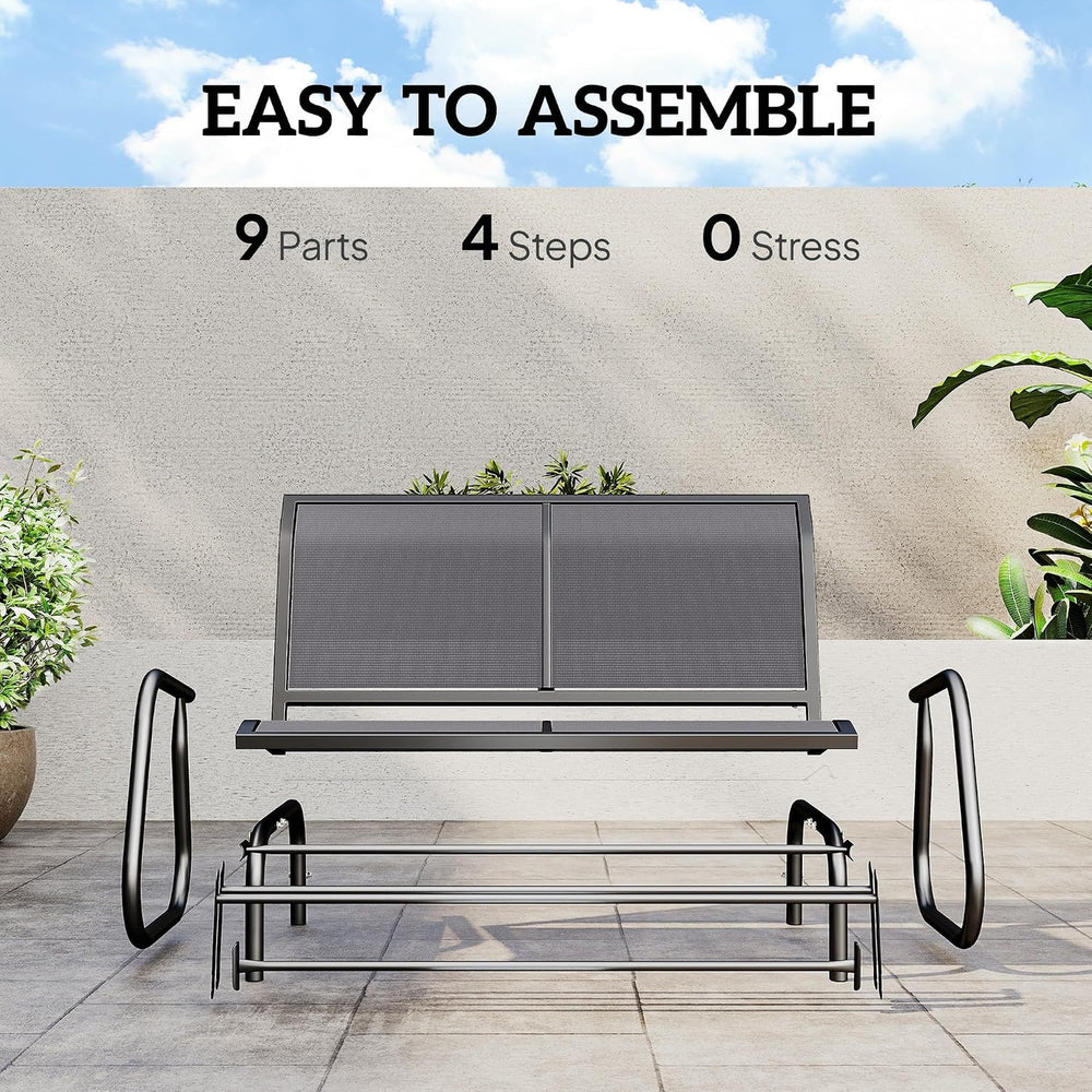 Outsunny 2-Person Outdoor Glider Bench with Steel Frame, Gray | Double Swing ...