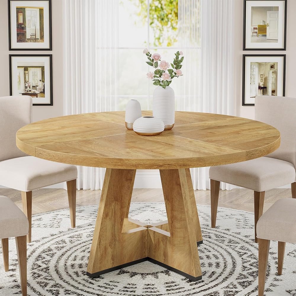 Tribesigns 47 inch Round Dining Table Wood Kitchen Table for Dining Room, 47&...