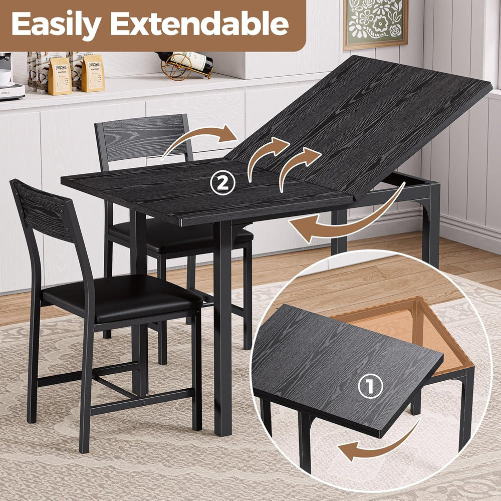 IRONCK Dining Table Set for 4, Extendable Kitchen Table Chairs Set of 4 | Din...