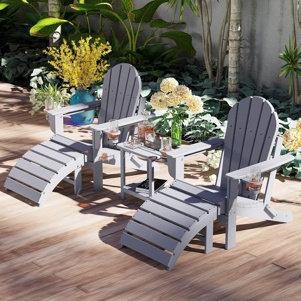 Sundale Outdoor Folding Plastic Adirondack Ottoman, All-Weather Adirondack Ch...