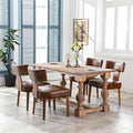 Set of 4 PU Leather Upholstered Side Chairs, Modern Kitchen Armless Parson Chairs Solid Wood Dining Chairs, Brown