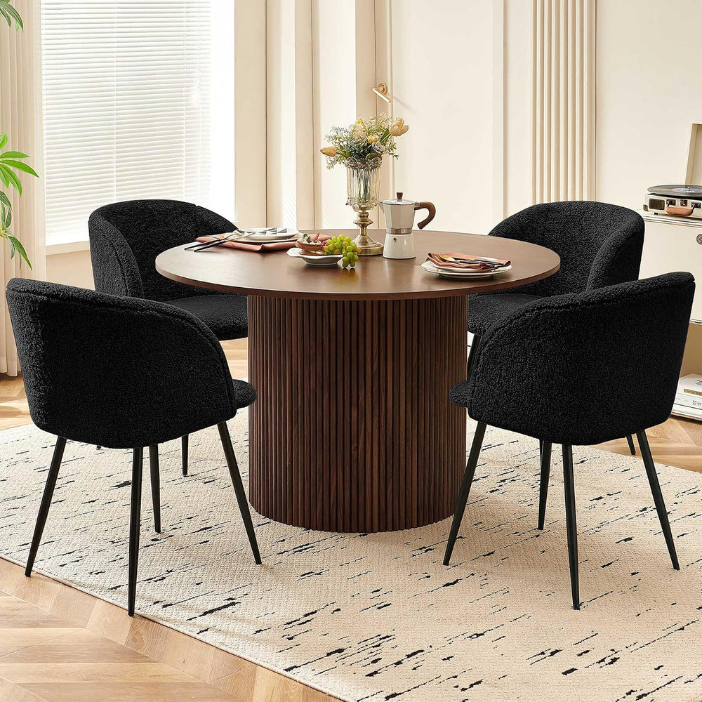 Homedot 5-Piece Round Dining Table Set for 4, 47-Inch Walnut Kitchen Table an...
