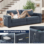 Hanherry 89" Sofa for Living Room, Modern Comfy Couch with Medium Firm Seat Cushion, Removable Cover,Wide Armrest,USB/Type-C Port,Chenille Fabric Couches for Small Space,Apartment