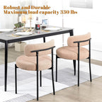 DYHOME Kitchen Chairs Mid-Century Modern Dining Chairs Set of 6, Kitchen Dining Room Chairs, Boucle Upholstered Wishbone Dining Chair, Camel Color