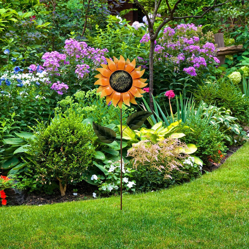 Vintage Metal Sunflower Garden Stake,32 Inches, 2 Pack Planter Stand for Home...