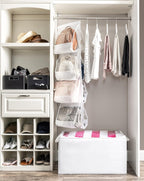 ZOBER Hanging Purse Organizer, Breathable Nonwoven Handbag Organizer, 8 Easy Access Clear Vinyl Pockets, White, 48 L x 12 W