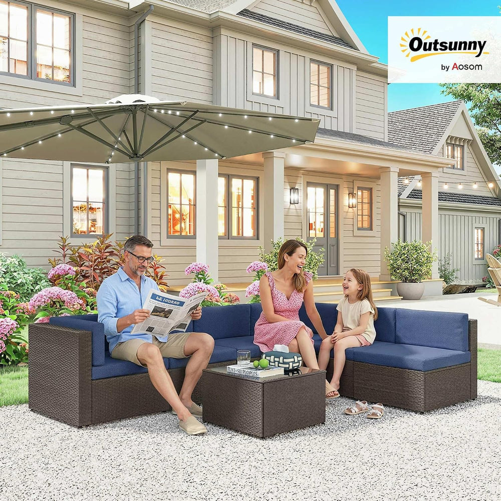 Outsunny 7 Piece Patio Furniture Set, Wicker Outdoor Sectional Sofa Set, All ...